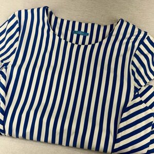 J. McLaughlin Helena Vertical Strip Dress Blue White Catalina Women's Size M‎